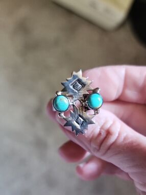 Sterling Silver Turquoise Double Stone Southwestern Ring